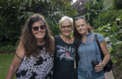 L:R Rozanne Alexander, Kathy Clarke and Tracey Walker smile for a portrait inside the Cairns Botanical Gardens in northern Queensland, Australia. All three women were treated for hepatitis C using new Direct Acting Antiviral (DAA) medication at Cairns Sexual Health Service. With the introduction of the new DAA’s in 2016, Cairns Sexual Health has been the driving service among a broader network that includes Lotus Glen Prison, Youthlink Needle and Syringe Program and the Cairns Hospital’s Liver Health Clinic. Collectively the services have achieved very high rates of hepatitis C testing and treatment.